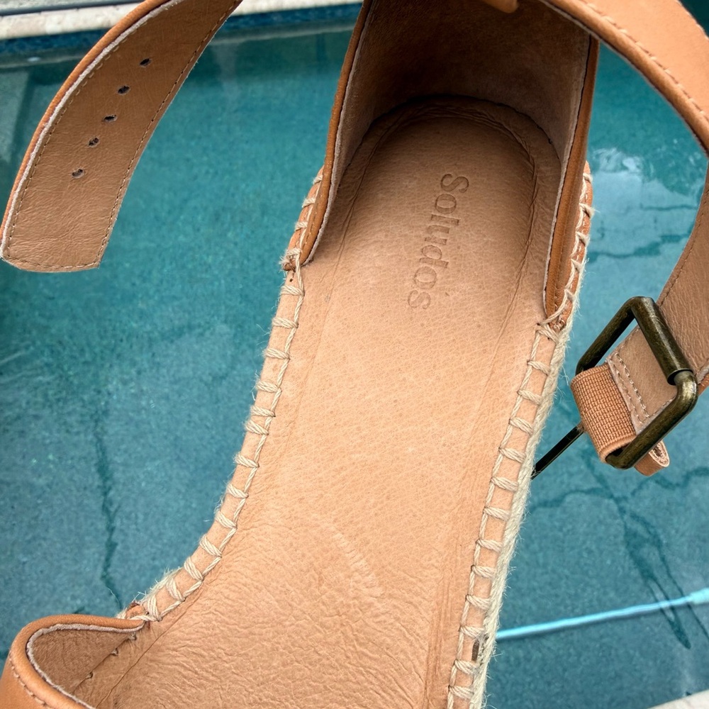 Soludos minorkas Tan Leather Espadrille Platform Sandals nwt 8 - Picture 2 of 9